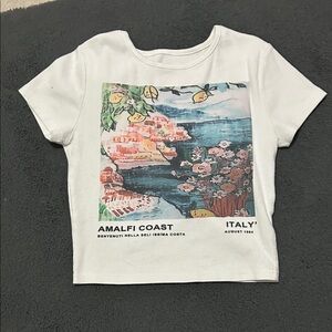 Amazon White Amalfi Coast Graphic Crop Top